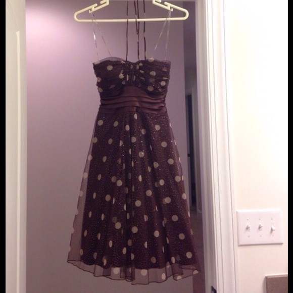 Brown and Gold Halter Dress - Picture 1 of 3